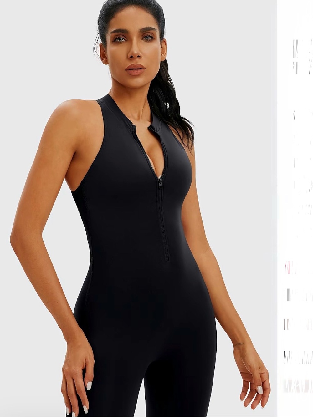 Black Zip-Front Jumpsuit
